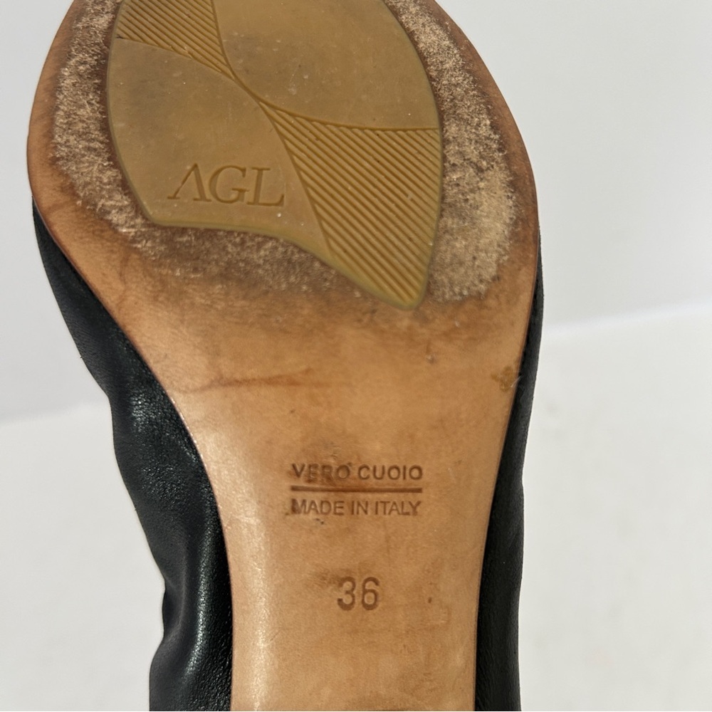 AGL Cap Toe Pump Black Spirit Patent Leather Block Heel Women's Size EU 36 US 6 - Picture 11 of 13